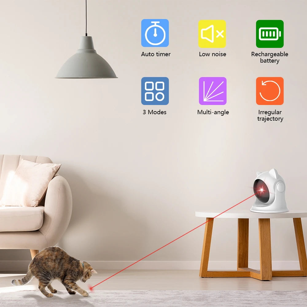 Jouet Laser Interactif pour Chat – Automatique, Silencieux & Rechargeable avec 3 Modes de Vitesse