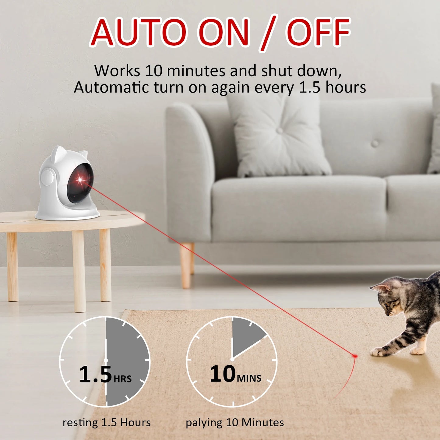 Jouet Laser Interactif pour Chat – Automatique, Silencieux & Rechargeable avec 3 Modes de Vitesse