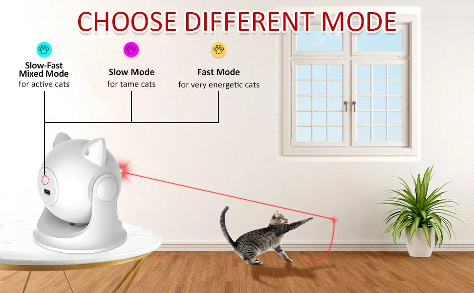 Jouet Laser Interactif pour Chat – Automatique, Silencieux & Rechargeable avec 3 Modes de Vitesse