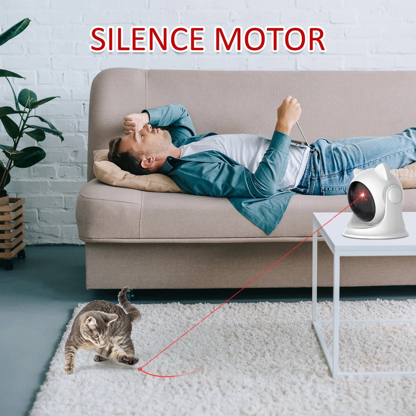 Jouet Laser Interactif pour Chat – Automatique, Silencieux & Rechargeable avec 3 Modes de Vitesse