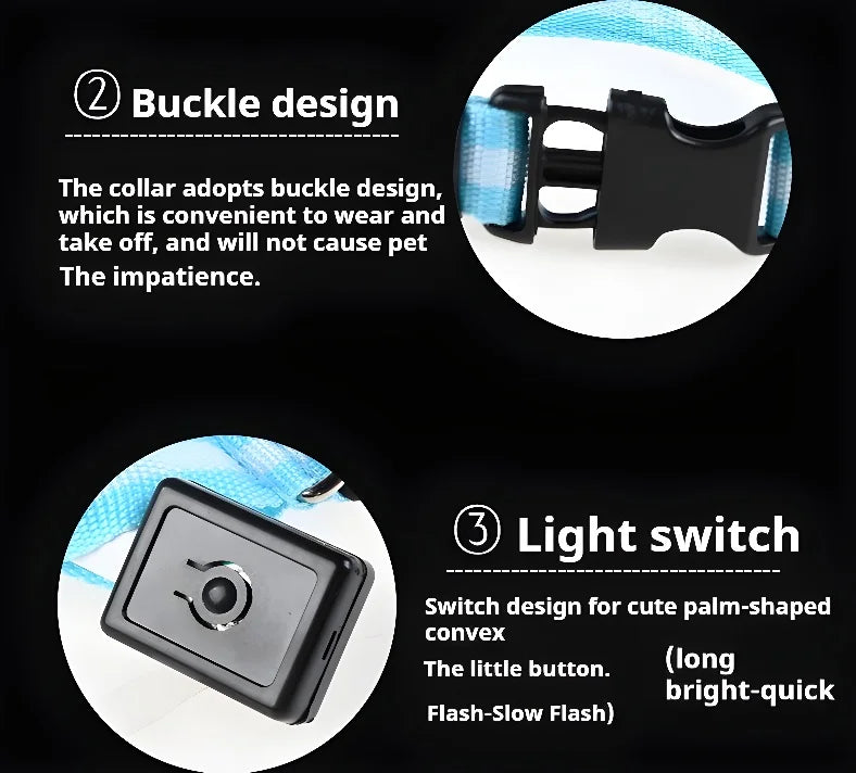 Collier Lumineux LED pour Chien – Sécurité Nocturne, Réglable & Résistant, Multi-Modes & Haute Visibilité