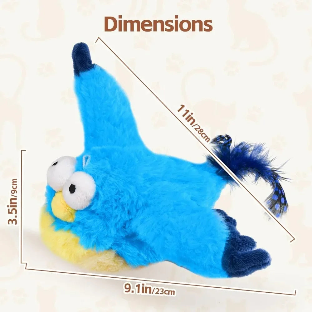 Oiseau Interactif pour Chat – Jouet Électronique avec Ailes Battantes, Son Réaliste & Herbe à Chat