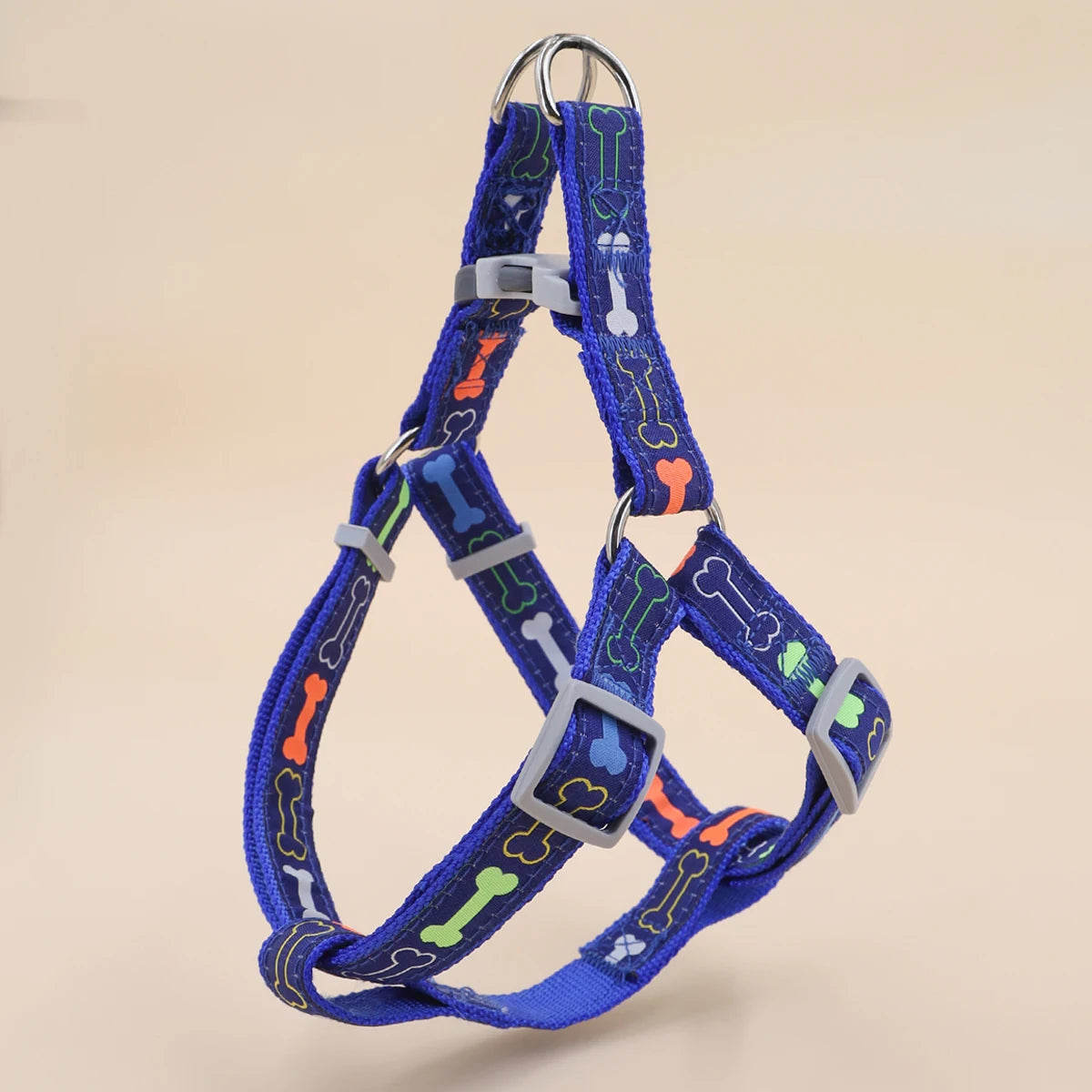 Harnais Réglable pour Chiens – Sécurisé & Confortable avec Motif Os Coloré