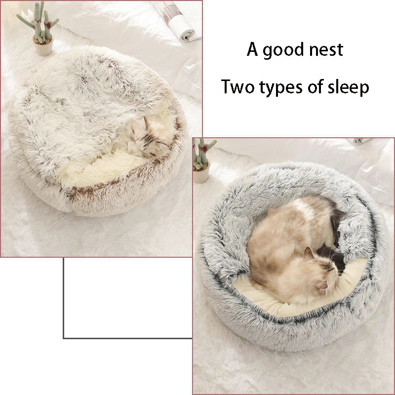 Cat Bed Pet Mattress Warm Soft Plush Pet Bed with Round Cat