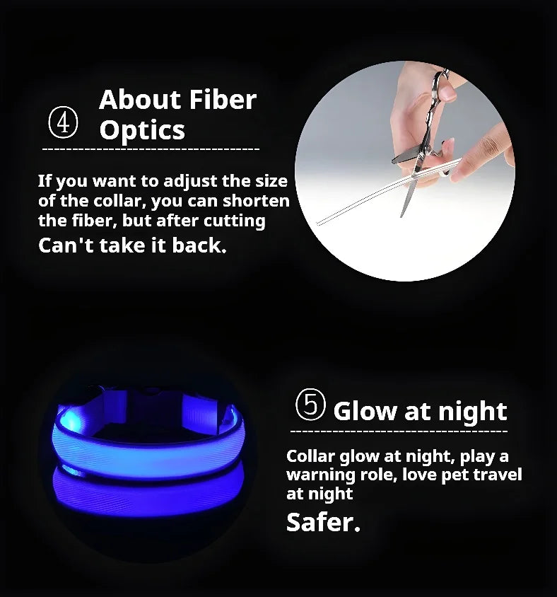 Collier Lumineux LED pour Chien – Sécurité Nocturne, Réglable & Résistant, Multi-Modes & Haute Visibilité