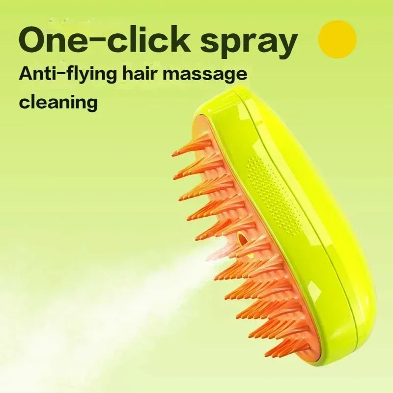 Brosse Vapeur 3-en-1 pour Chiens & Chats – Démêlage, Massage & Nettoyage des Poils