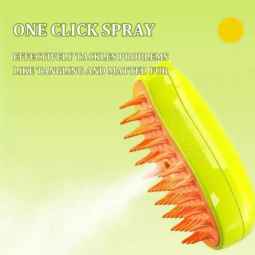 Brosse Vapeur 3-en-1 pour Chiens & Chats – Démêlage, Massage & Nettoyage des Poils