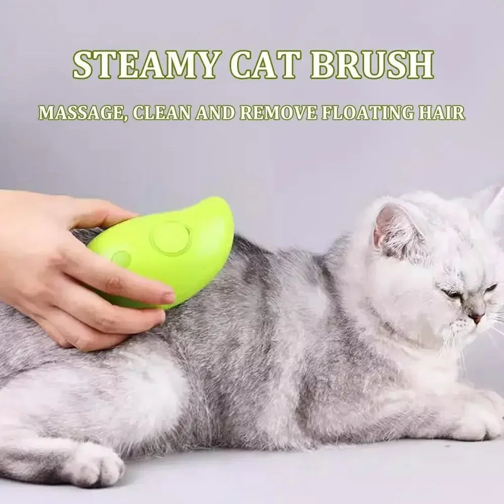 Brosse Vapeur 3-en-1 pour Chiens & Chats – Démêlage, Massage & Nettoyage des Poils