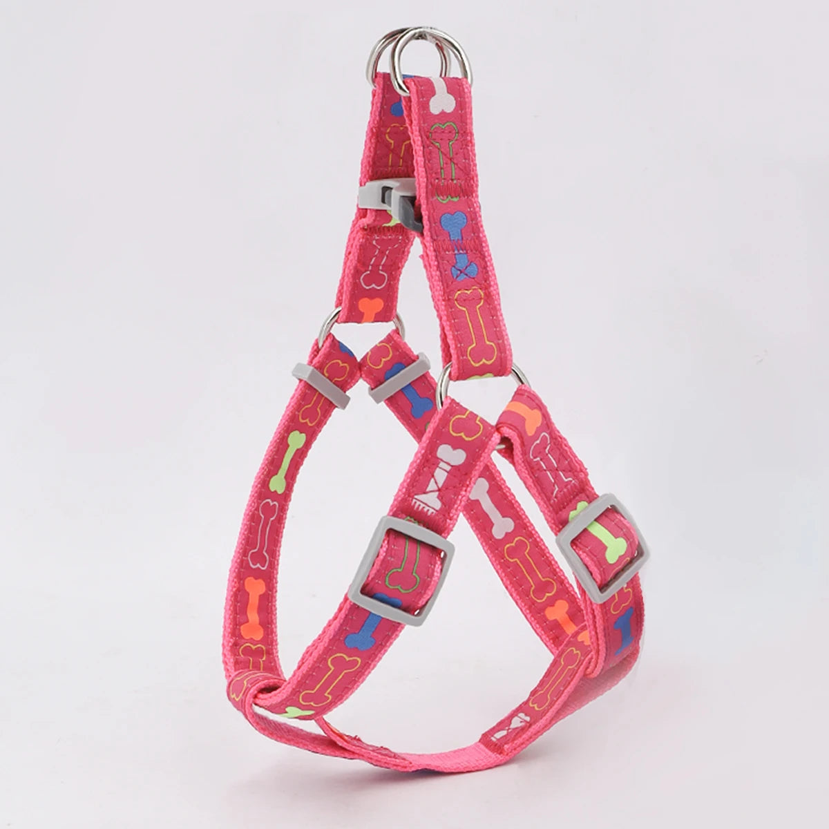 Harnais Réglable pour Chiens – Sécurisé & Confortable avec Motif Os Coloré