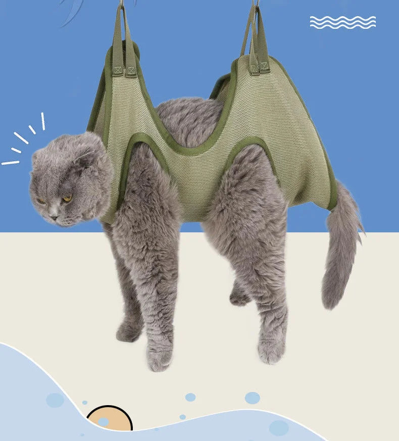 Hamac de Toilettage pour Chats et Chiens – Maintien Sécurisé, Respirant & Confortable, Idéal Coupe-Griffes & Soin