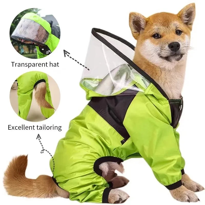 Imperméable pour Chiens – Léger, Confortable & Étanche avec Capuche Transparente
