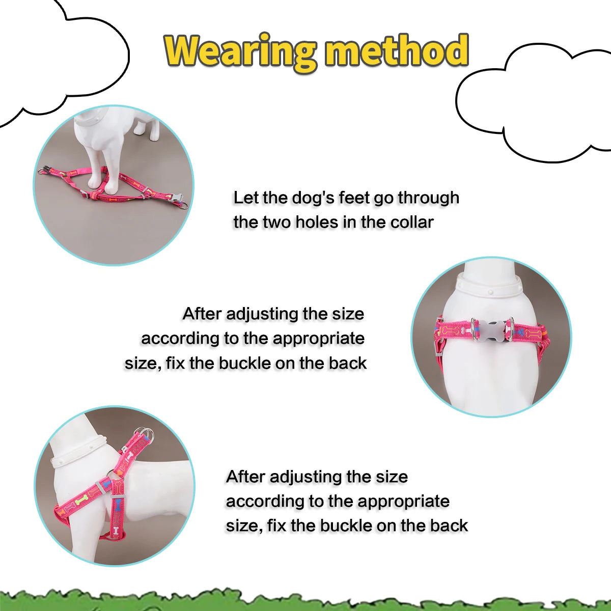 Harnais Réglable pour Chiens – Sécurisé & Confortable avec Motif Os Coloré