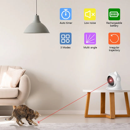 Jouet Laser Interactif pour Chat – Automatique, Silencieux & Rechargeable avec 3 Modes de Vitesse