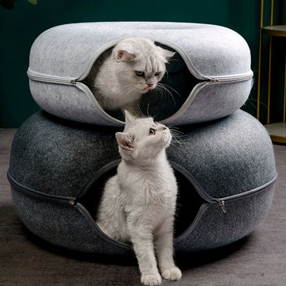 Tunnel de Jeu Interactif en Feutrine pour Chats – Maison & Entraînement Ludique 🐱
