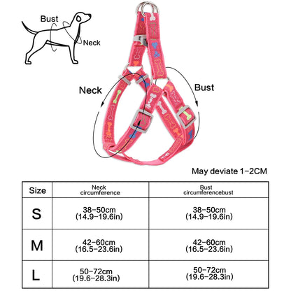 Harnais Réglable pour Chiens – Sécurisé & Confortable avec Motif Os Coloré