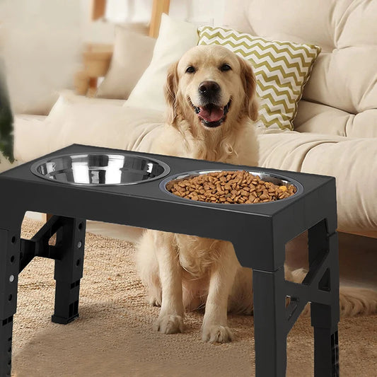 🐶 Gamelle pour Chien – Support Réglable avec Doubles Bols en Acier Inoxydable 🥣✨