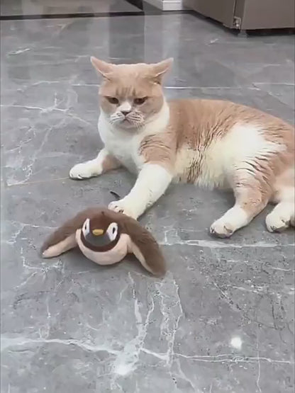 Oiseau Interactif pour Chat – Jouet Électronique avec Ailes Battantes, Son Réaliste & Herbe à Chat